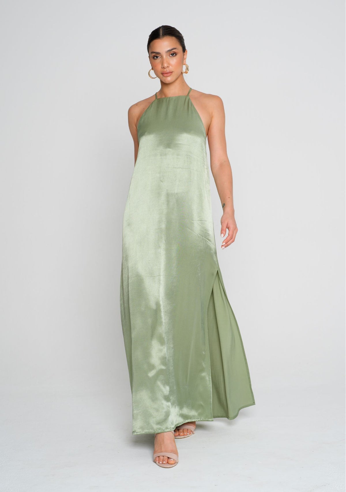 Marc Maxi Dress - Photographed In Sky Blue Satin