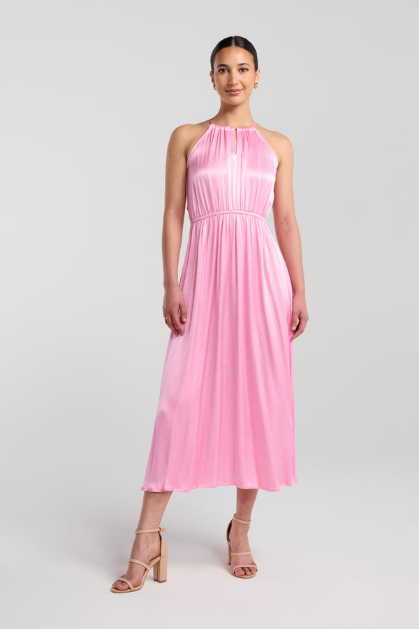 the kooples pink silk dress The Kooples 100% Silk Drawstring A-Line Dress M Pale Pink Barbiecore Flowy  *Read