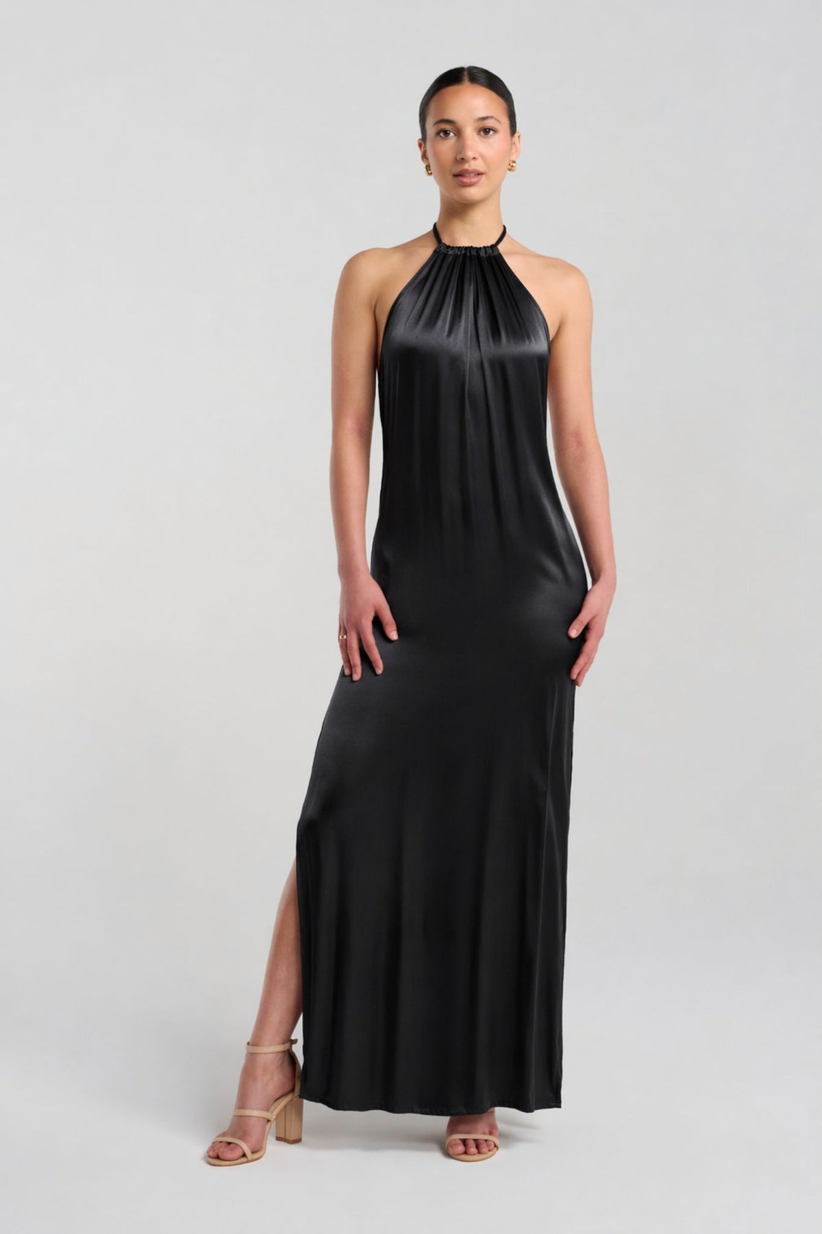 Alix Dress - Black Satin
