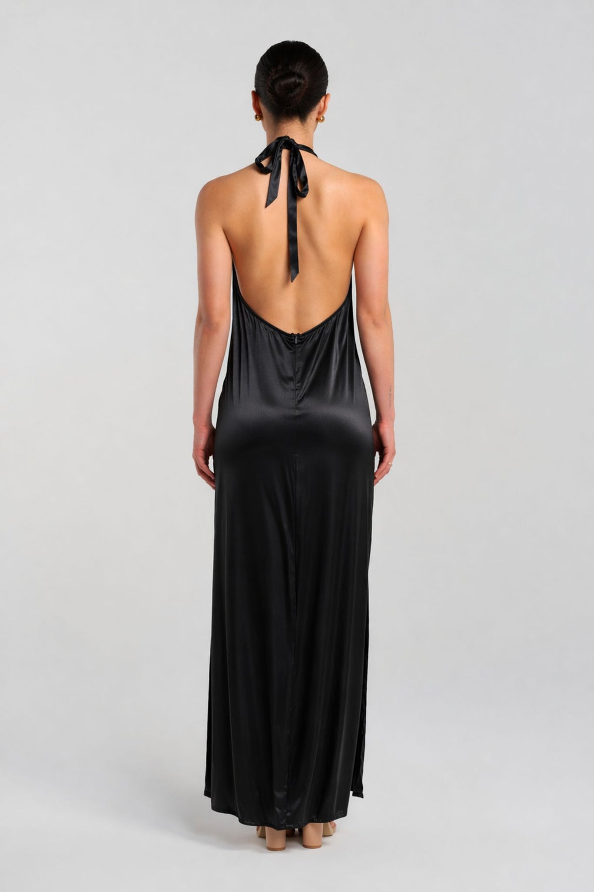Alix Dress - Black Satin