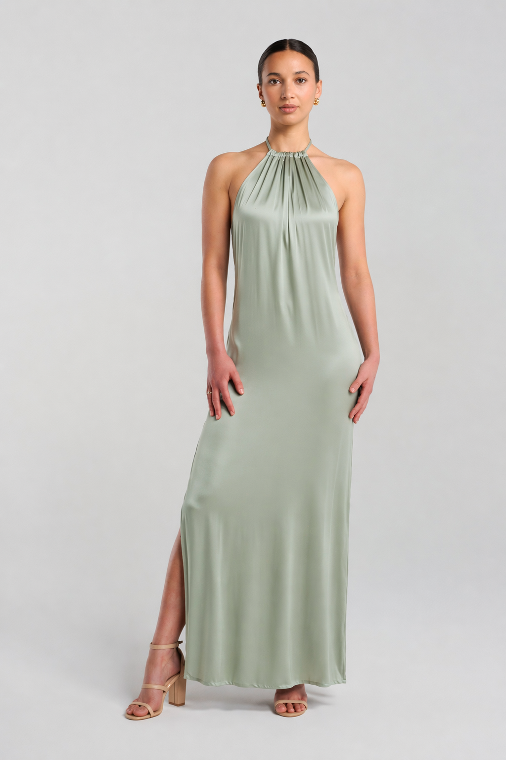 Alix Dress - Sagre Green Satin