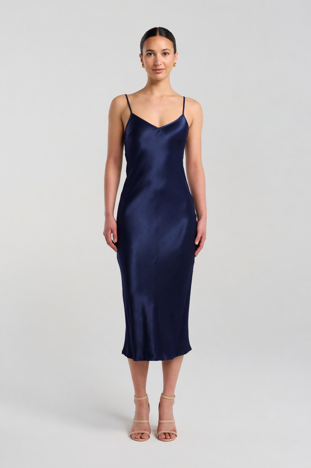 Mikaela Slip Dress - Navy Satin