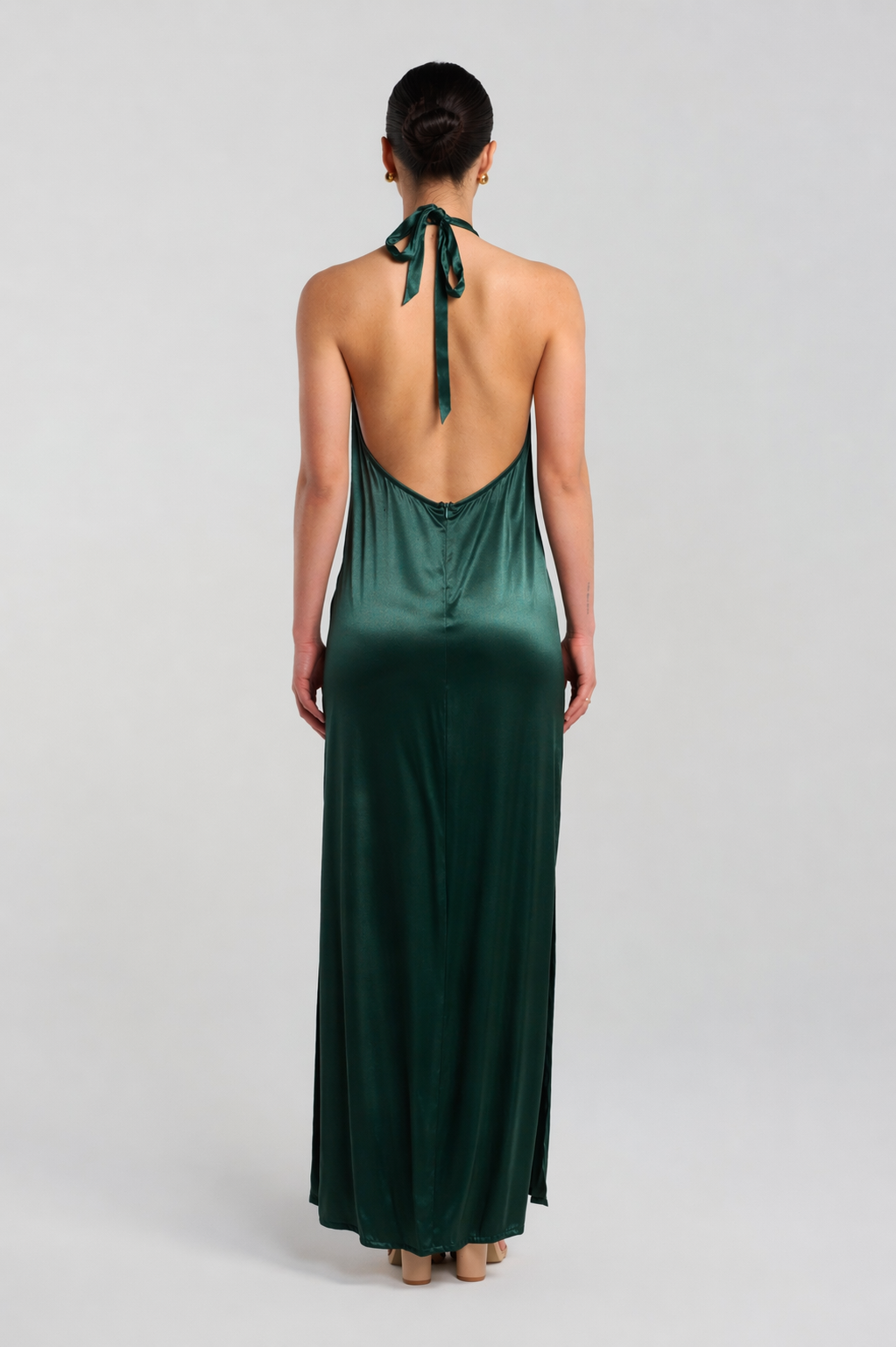 Alix Dress - Emerald Green Satin