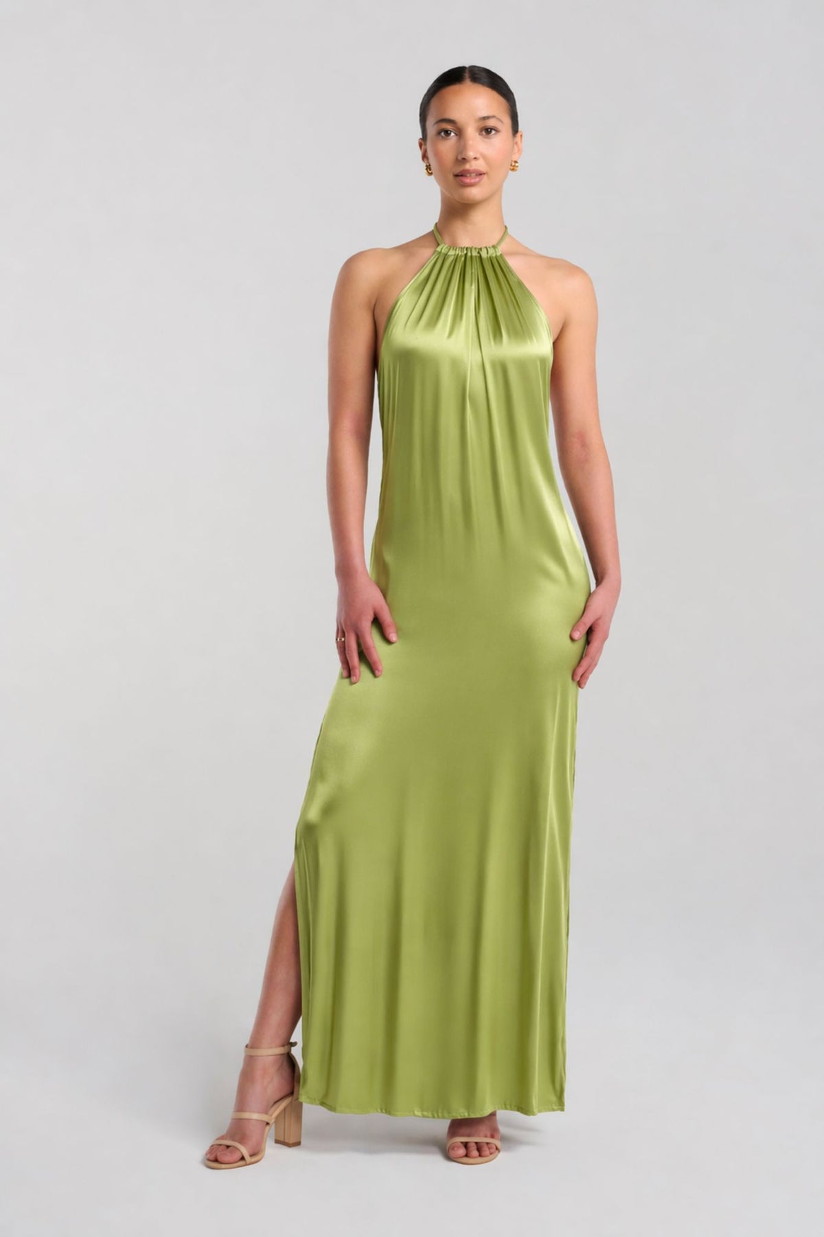 Alix Dress - Pistachio Satin